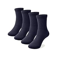 COTTON DAY Unisex School Kids Boys Girls Soft Cotton Black White Gray Navy Khaki Athletic Socks with Retro Stripes