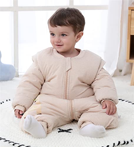 Chilsuessy Baby Winter Schlafsack mit Füßen und abnehmbar Langarm Baby Schlafsack mit Beinen aus Natur Bambusfaser kleine Kinder Schlafsack… – Ansicht 6