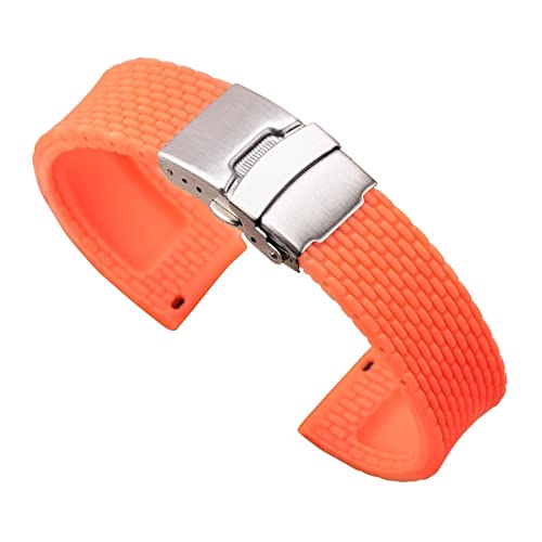 PLACKE Watchband Sport Diver Watch Band Watch Strap With Deployment Watchband Buckle Clasp Rubber Watch Strap 18mm 20mm 22mm 24mm(Orange,22mm)