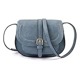 Vintage Genuine-Leather Saddle Bag for Women – Semicircle Crossbody & Shoulder Purse, Timeless Euro–US Style (Denim blue)