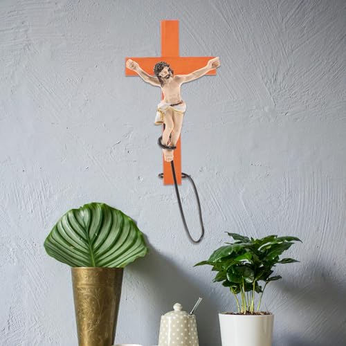Cruz de madera para pared pequeña decoración religiosa que ahorra espacio figura Jesús 3
