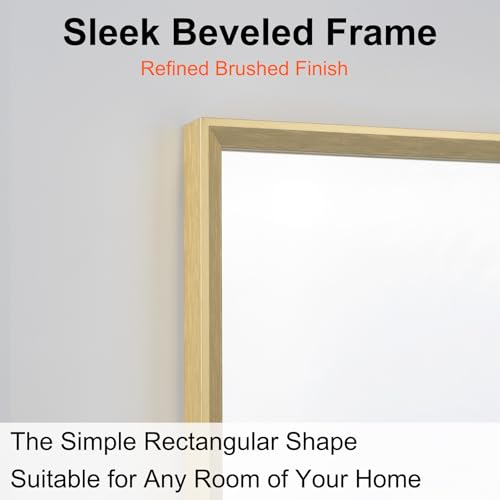 Image of Bathroom Mirror for Wall, 36x24 Inch Framed Vanity Mirror Brushed Gold