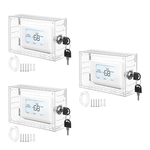 Angoily 3Pcs Thermostat Cover with Key, Plastic Thermostat Lid with Screw