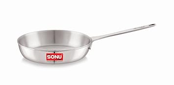 Sonu Baby Chef Stainless Steel Mini Fry Pan 14 cm (400 ML) | Small Frying Pan for Baby Food, Tadka, Sauce, Mini Cooking Pan with Handle | Gas Stove Compatible | Silver