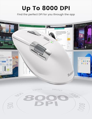 Image of SABLUTE Wireless Mouse for Laptop (2.4G+2BT+Wired),Ergonomic Optical Mice | 800mAH Rechargeable, Ultra-Fast Scrolling, Side Scroll, Quiet Clicks, 8K DPI, 5 Programmable Buttons, Work with Win /Mac- MAM6