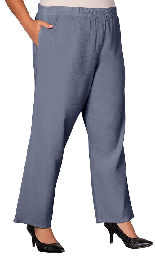 Plus Size Wide Leg Crinkle Cotton Pants