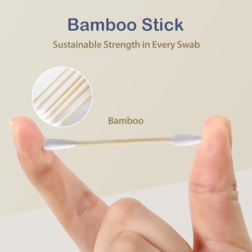 Image of Ourmed Life Cotton Swabs - Biodegradable Bamboo & Cotton, Double-Tipped Cleaning Swabs with Pointed & Round Tips, Hypoallergenic for Ear, Makeup, Eye Makeup Removal, Nail Polish Touch-Ups (500 Ct)