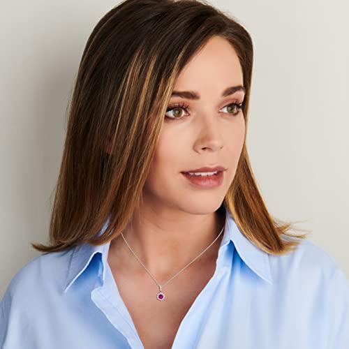 MIORE Collana Classica Oro Bianco con Rubino Rosso...