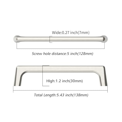 Image of Asidrama 6 Pack 5 Inch(128mm) Brushed Satin Nickel Cabinet Pulls Cabinet Handles Cupboard Handles Kitchen Cabinet Hardware for Cupboard Drawer Pulls
