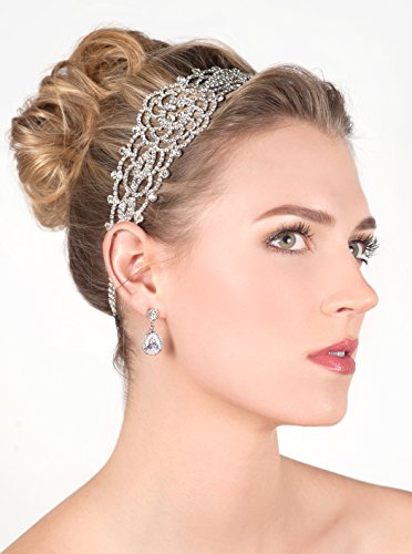 Silver Crystal Rhinestone Gatsby Inspired Bridal Headband, Wedding Headpiece by AMY O