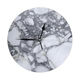 ZHONGSK Orologio da parete rotondo in marmo nero testurizzato senza ticchettio silenzioso a batteria 25,4 cm, orologi da parete decorativi per soggiorno, cucina, casa, bagno, camera da letto, ufficio