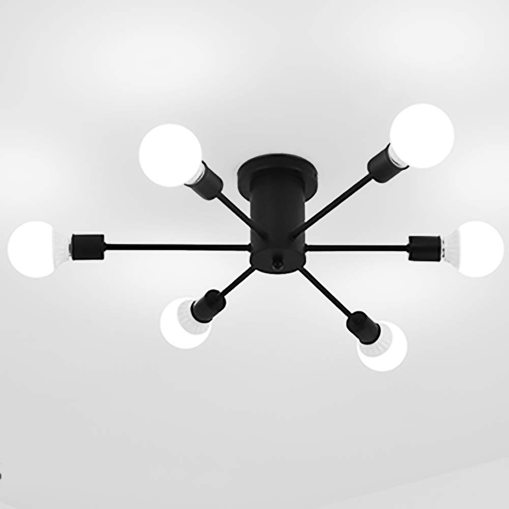 Candelier de Sputnik 8 luces en hierro negro para techo de comedor 8