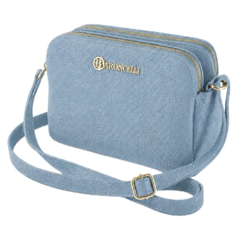 Baroncelli Leather Crossbody Bag for Women - Soft Italian Purse Blue
