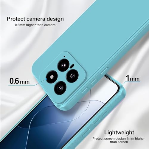 Image of DIZORO Compatible with Mi Xiaomi 14 5G Back Cover with Upgraded Square Edges for Camera Protection Shockproof Flexible Matte Liquid Silicone Mobile Phone Case (Mint)