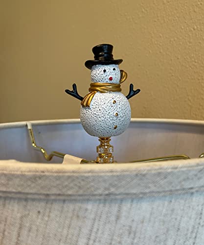 Image of 4 inchH Silver and Gold Christmas Snowman Lamp Finial