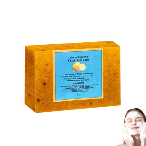 Genérico Jabón Iluminador de Cúrcuma Para Mujeres y Hombres 100 g Jabón Sólido de Cúrcuma y Ácido Kójico Hidratante Limpiador Equilibrante Tono de Piel Para Manchas Oscuras (1, style B)