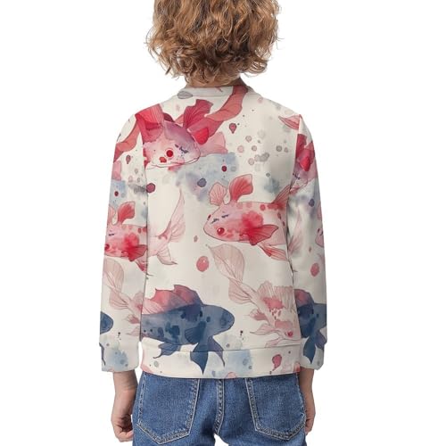 Watercolor Pink Axolotl PatternChildren's Casual Pullover Sweatshirt Loose Fit9-11Y2