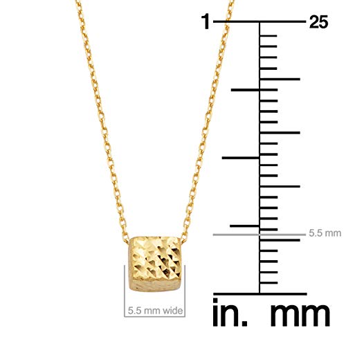 Kooljewelry 14k Yellow Gold Diamond-cut Cube Adjustable Necklace (adjusts to 17 or 18 inch)4