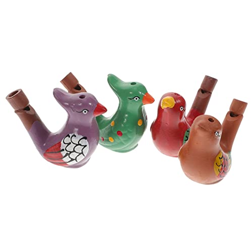 4 peças pássaro apito de água divertido apito de água apito de cerâmica sopro de festa marcas aves de cerâmica apito Bath Toys cerâmica bebé prato combinado animal