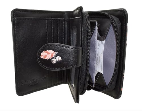 Shag Wear Woodland Forest Animal Friends Charming Small Wallet for Women and Teen Girls Vegan Faux Leather Black 4.5"2