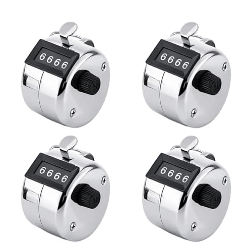 Image of Gubilacrum 4 PCS Clicker Counter - with 4-Digit Display Professional Tally Counter, Metal Handheld Counting Device for Inventory Management and Event Tracking, Durable Mechanical Counter