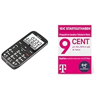 OLYMPIA Happy II Komfor Seniorenhandy Mobiltelefon mit Großtasten und Farbdisplay Notruftaste, Schwarz &amp; Telekom MagentaMobil Prepaid Basic SIM-Karte ohne Vertragsbindung