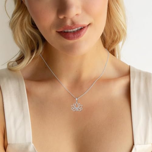 Diamond Lotus Necklace for Women 925 Sterling Sliver Lab Grown Diamond Lotus Pendant Jewelry for Women3