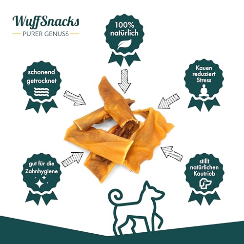 Rinderkopfhaut für Hunde | 1 kg | natürliche und hochwertige Rinderkopfhaut getrocknet | fettarm und proteinreich | Rinderhaut für Hunde von Wuffsnacks