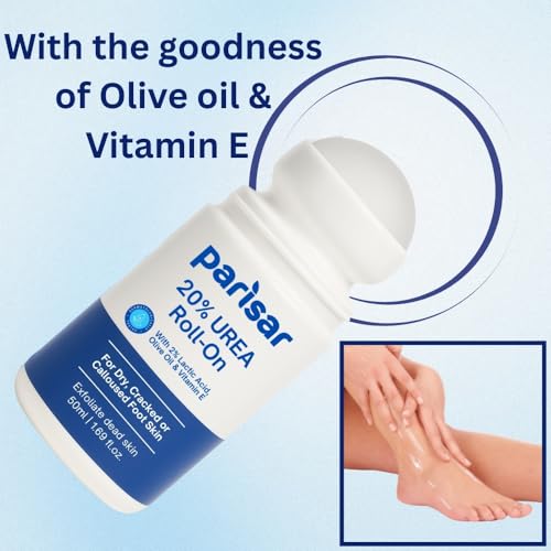 Image of Parisar Foot Roll On 50ml (Pack of 2) - 20% Urea Foot Cream for Dry & Cracked Feet with 2% Lactic Acid, Olive Oil & Vitamin E | Crack Heel Repair Cream | Urea Foot Roll On for Dead Skin Removal