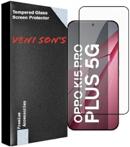 Image of VENI SON'S Scratch And Tear Resistant, Crystal Clear Edge to Edge Tempered Glass Screen Protector Guard Compatible With Oppo K15 Pro+