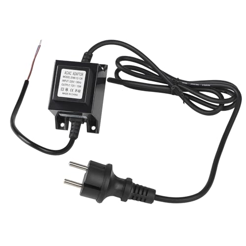 CPROSP LED Transformator 12v 15W ip68, LED Driver Außen Wasserdicht, Pool Trafo 12v, Transformator 220v 12v LED mit Stecker, Ein/Ausgang 220V-50Hz/AC 12V 15W