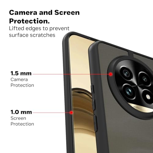 Image of RIGGEAR Shockproof Sleek Hybrid Armor Back Cover Case Compatible with Realme 13 Pro, Realme 13 Pro Plus 5G (Smoke Black Matte PC + Black TPU Bumper)