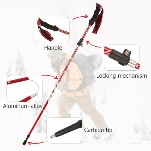 HOVIN Teleskop Walking Stöcke 105-130cm,Nordic Walking Stöcke Damen,Aluminium Wanderstöcke...
