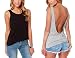 2 Pack Bestisun Women's Sexy Backless Tank Shirt Night Out Wear Cute Casual Shirt Beach Tank Top Black Gray S