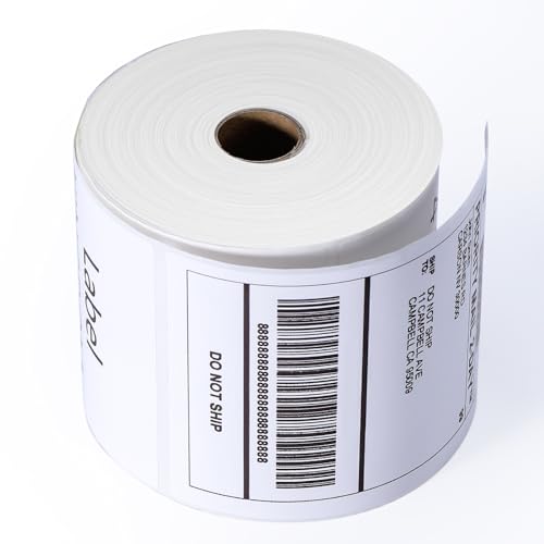 Label KINGDOM 4 x 6 Inch Direct Thermal Shipping Label Roll, 500 Sheets for Rollo Zebra Munbyn or Other Thermal Printer Used on FedEx, USPS, UPS, DHL for Address Label, 1 Roll