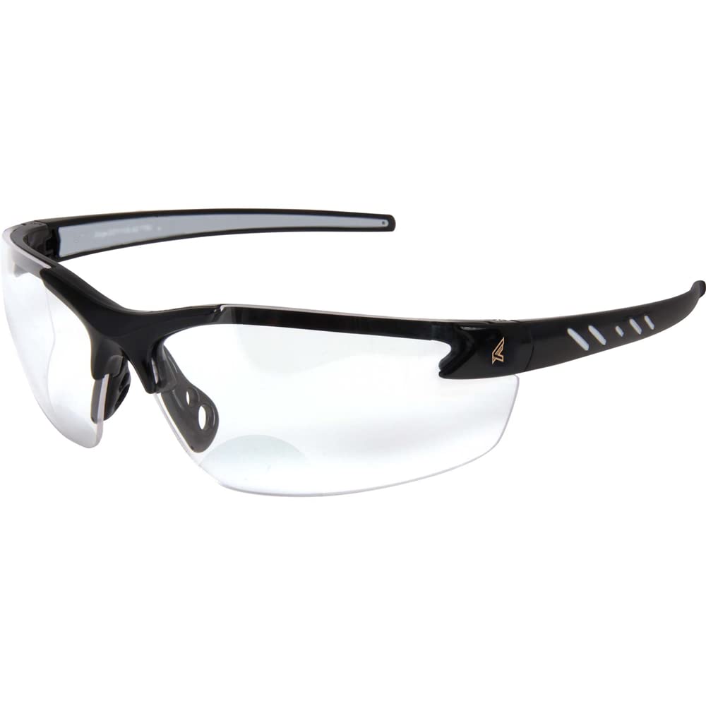 DZ111-2.0-G2 Zorge G2 Wrap-Around Safety Glasses, 2.0 Magnification, Anti-Scratch, Non-Slip, UV 400, Military Grade, ANSI/ISEA & MCEPS, 5.04" Wide, Black Frame/Clear Lens