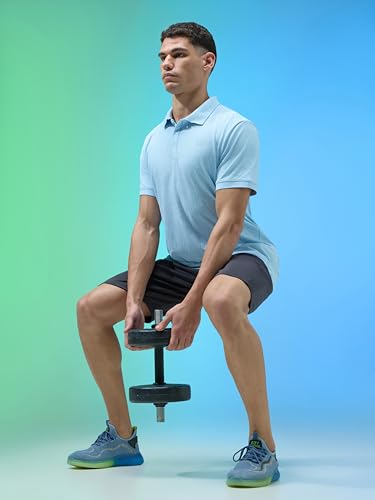 Image of TECHNOSPORT Men's Slim Fit Jacquard Textured Polo Sports T-Shirt with Cotflex, UPF50+ for Regular use