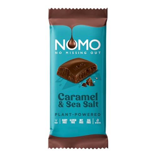 NOMO Tafelschokolade Caramel & Sea Salt - 14x 75g - nussfrei erdnussfrei milchfrei laktosefrei eifrei glutenfrei - plantpowered - vegan