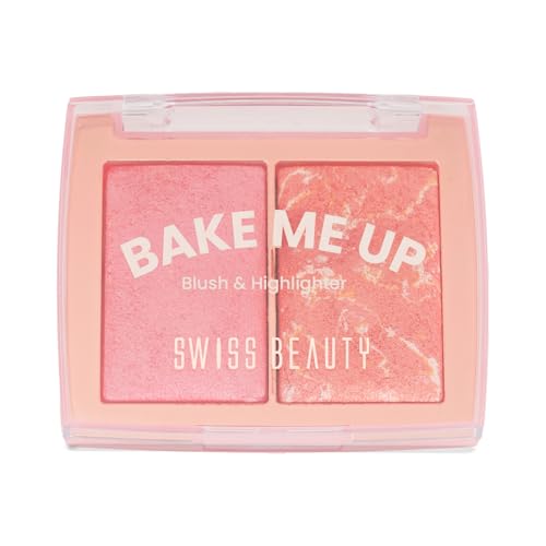 Image of Swiss Beauty Bake Me Up Blush & Highlighter | 2-In-1 Baked Formula | Highly Pigmented | Long-Lasting | 3 Shades | Shade- Baked Apricot, 12g