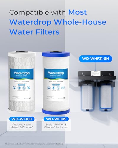 Image of Waterdrop WF10SH Whole House Water Filter, Compatible with WHF21-SH, GE FXHTC, GXWH40L, iSpring, Culligan RFC-BBSA, Whirlpool, Any 10 inch x 4.5 inch System, Heavy Metal and Anti-Scale Sediment Filter