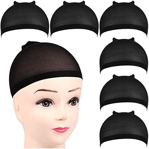 6PCS Black Stocking Wig Caps Stretchy Nylon Wig Caps Soft and Breathable Close End Wig Caps for Women and Men Cover