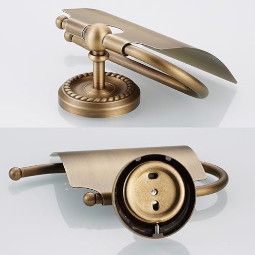 Image of Antique Bronze Toilet Paper Holder for Bathroom Toilet Paper Roll Holder withlid Wall Mounted