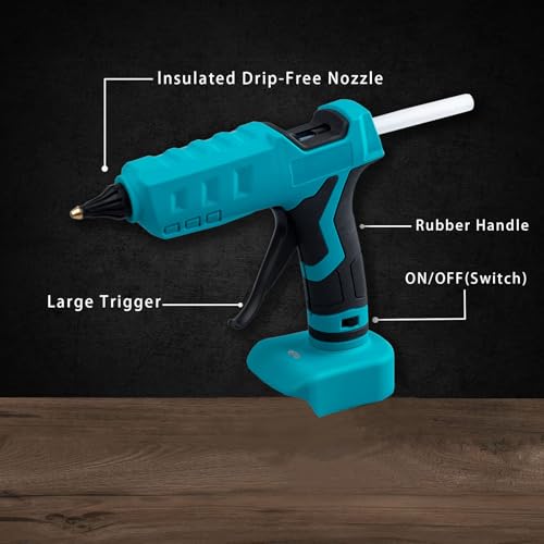 Image of Mellif Cordless Hot Glue Gun Compatible with Makita 18V Battery (Tool Only) | Electric Melt Glue Gun w / 20 0.43 inch Glue Sticks, Full Size, Fast Preheating, High Temp for Arts, Crafts, DIY, Decoration