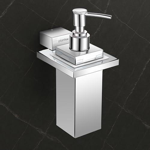 Image of Plantex 304 Grade Stainless Steel Liquid Soap Dispenser /Shampoo /Handwash Dispenser for Washbasin /Bathroom Accessories - (Tesla, Chrome)