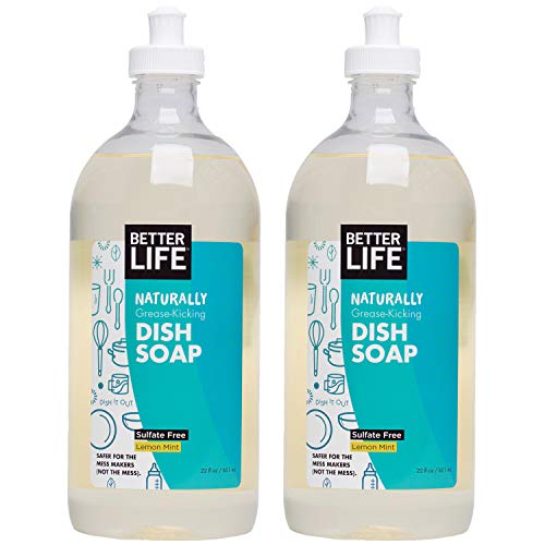Better Life Natural Dish Soap, Lemon Mint Scent, 22 Ounces (Pack of 2)
