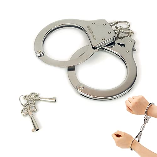 Feeziloe Metall Handschellen Spielzeug mit Schlüssel Sicherheit Handschellen für Polizei Cosplay Party Spielzeug Kostüm Zubehör Polizei Handschellen Spielzeug