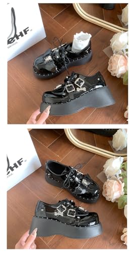 Emo Shoes Rave Boots Y2K Grunge Chunky Shoes Round Toe for Women Preppy Teen Girls - Retro Non Slip Kawaii Neutral Cute Casual Birthday Gifts Back To School Comfortable Walking Lightweight Running4