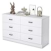 Bigbiglife Wood Dresser for Bedroom, 6 Drawer Double Dresser with Metal Handles, Sturdy and Modern Chest of Drawers (White)