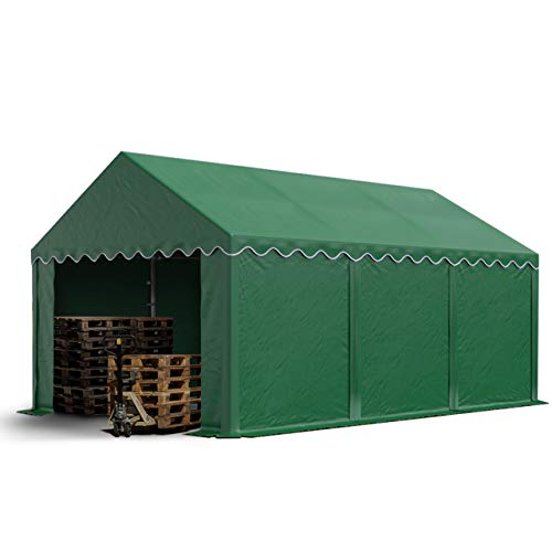 TOOLPORT Storage tent 4x6 m PVC 750 N waterproof dark green shelter with ground frame