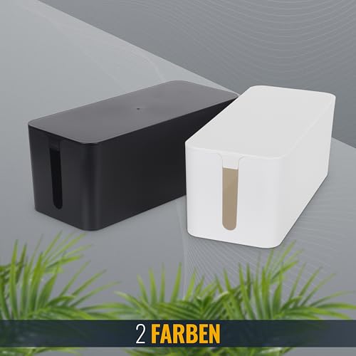 RICOO Kabelbox, Kabelmanagement Box Z3201-W, Kabel Organizer Box 32 x 13,5 x 12,7 cm, Aufbewahrungsbox zum Verstecken von Steckdosenleisten, Adaptern und Kabeln, Kabelsammler, Weiß